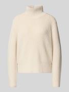 Windsor Strickpullover mit geripptem Stehkragen in Offwhite, Größe 38