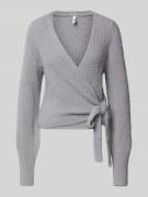 Only Regular Fit Strickjacke mit Rippenmuster Modell 'AMANDA' in Hellg...