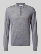Manuel Ritz Regular Fit Poloshirt aus Schurwolle in Hellgrau, Größe L
