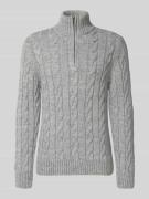 Superdry Strickpullover mit gerippten Abschlüssen in Hellgrau, Größe L