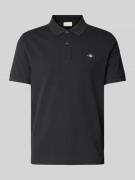 Gant Poloshirt mit Label-Stitching Modell 'SHIELD' in Black, Größe M