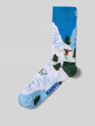Happy Socks Socken mit Label-Print Modell 'SLALOM' in Royal, Größe 41-...