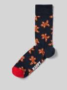 Happy Socks Socken im Allover-Look Modell 'Gingerbread Man' in Dunkelb...