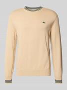Lacoste Regular Fit Strickpullover aus reiner Baumwolle in Beige, Größ...
