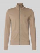 BOSS Orange Regular Fit Sweatjacke aus reiner Baumwolle in Beige, Größ...