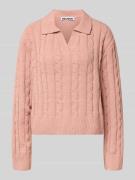 Review Strickpullover mit V-Ausschnitt und Umlegekragen in Altrosa, Gr...