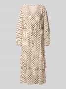 comma Midikleid mit V-Ausschnitt in Offwhite, Größe 34