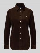 Polo Ralph Lauren Hemdbluse mit Label-Stitching in Schoko, Größe 38
