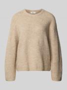Gina Tricot Oversized Strickpullover mit Leinen-Anteil in Sand Melange...
