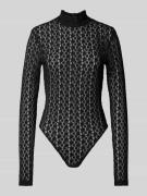 Bardot Body mit Stehkragen und rückseitigem Reißverschluss in Black, G...