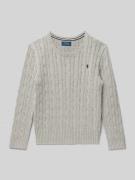 Polo Ralph Lauren Teens Strickpullover mit Zopfmuster und Rundhalsauss...