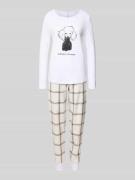 LOUIS & LOUISA Pyjama mit Motiv-Print in Weiss, Größe L