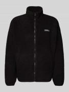 REVIEW Fleecejacke mit Stehkragen und Label-Detail in Black, Größe XL