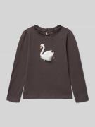 Blue Seven Regular Fit Longsleeve mit Logo-Print in Graphit, Größe 104