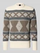 bugatti Regular Fit Strickpullover aus Woll-Mix in Beige, Größe L