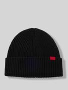 HUGO Beanie aus reiner gerippter Schurwolle Modell 'XOLA' in Black, Gr...