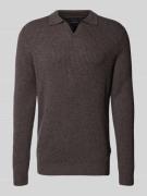 bugatti Regular Fit Strickpullover mit Polokragen aus Woll-Mix in Dunk...