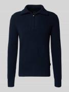 bugatti Troyer aus Woll-Mix mit Label-Detail in Marine, Größe L