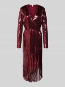 YAS Knielanges Cocktailkleid mit Pailletten Modell 'TIO' in Bordeaux, ...
