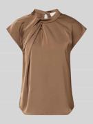 Neo Noir Blusenshirt mit Stehkragen in Mittelbraun, Größe 34