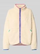 Jake*s Casual Fleecejacke mit Stehkragen und Label-Stitching in Ecru, ...