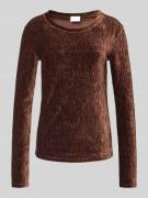 Jake*s Collection Longsleeve in Crinkle-Optik in Dunkelbraun, Größe L