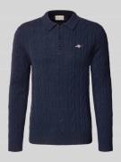 Gant Slim Fit Longsleeve aus reiner Lammwolle Modell 'Cable' in Dunkel...