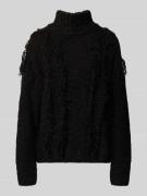 JAKE*S STUDIO WOMAN Strickpullover mit Stehkragen und Fransen in Dunke...
