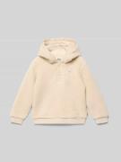 Steiff Hoodie aus Teddyfell mit Label-Stitching in Ecru, Größe 104