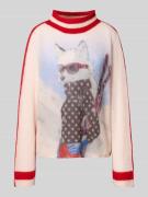 Marc Cain Weihnachtspullover aus Woll-Mix in Rot, Größe 34