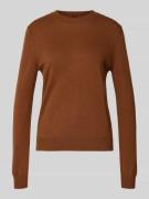 Stefanel Strickpullover aus Wolle mit Rundhalsausschnitt in Dunkelbrau...