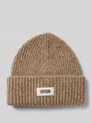 Drykorn Beanie aus Woll-Mix mit Label-Patch in Beige, Größe 1