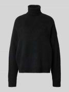 Rich & Royal Rollkragenpullover in Melange-Optik in Black, Größe M