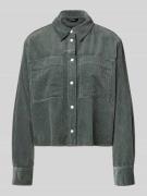 OPUS Regular Fit Hemdjacke aus Cord Modell 'Falba' in Petrol, Größe L