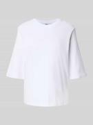 Stefanel Boxy Fit T-Shirt aus Viskose-Baumwoll-Mix mit 1/2-Arm in Weis...