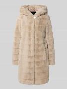PETITE M. Mantel aus Kunstfell mit Kapuze und Eingrifftaschen in Sand,...