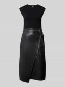 BOSS Tailliertes Midikleid mit Kunstleder Rockteil Modell 'FLEDERI' in...