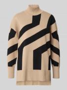 Apricot Strickpullover aus Viskose-Mix mit Stehkragen in Offwhite, Grö...