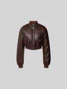 ROTATE Cropped Jacke mit Reißverschluss in Mittelbraun, Größe 34