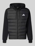 adidas Sportswear Steppjacke mit Kapuze und Logo in Black, Größe L