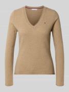 Tommy Hilfiger Slim Fit Strickpullover aus reiner Wolle in Camel, Größ...