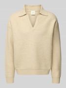 CK Calvin Klein Strickpullover mit V-Ausschnitt in Offwhite, Größe L