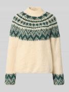 YAS Loose Fit Strickpullover mit Stehkragen Modell 'YASLIRI' in Offwhi...