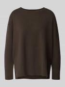 comma Strickpullover aus Viskose-Mix mit Rundhalsausschnitt in Dunkelb...