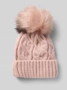 Kurt Beines Strickmütze mit breitem Umschlag und Bommel in Rose, Größe...