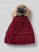 Kurt Beines Strickmütze mit Woll-Anteil und Bommel in Bordeaux, Größe ...