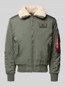 Alpha Industries Bomberjacke mit Reißverschluss und Label-Patch in Oli...