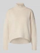 Oui Strickpullover aus Woll-Mix mit Stehkragen in Offwhite Melange, Gr...