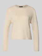 Oui Strickpullover aus Woll-Mix mit Ziersteinbesatz in Offwhite Melang...