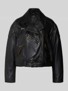 Lauren Ralph Lauren Bikerjacke aus Lammleder Modell 'GLANCEE' in Black...